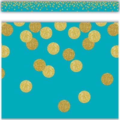 Bordure :  Confetti sur Fond Turquoise